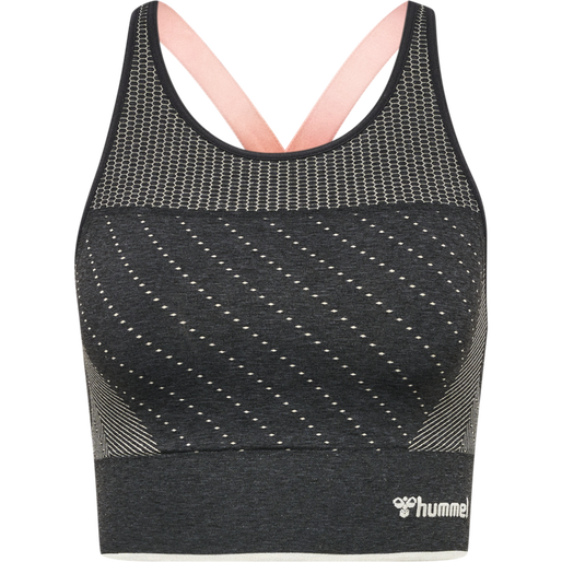 hmlMT HANA SEAMLESS SPORTS TOP, BLACK MELANGE hmlMT HANA SEAMLESS SPORTS TOP, BLACK MELANGE, packshot