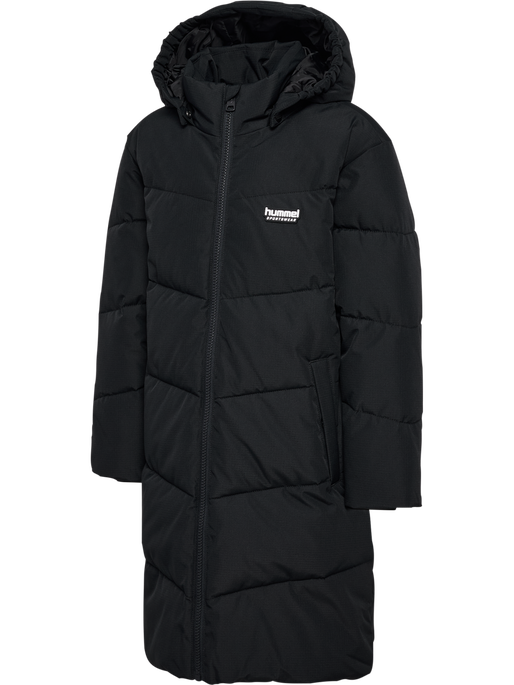 hmlJR PUFFER LONG JACKET, BLACK hmlJR PUFFER LONG JACKET, BLACK, packshot
