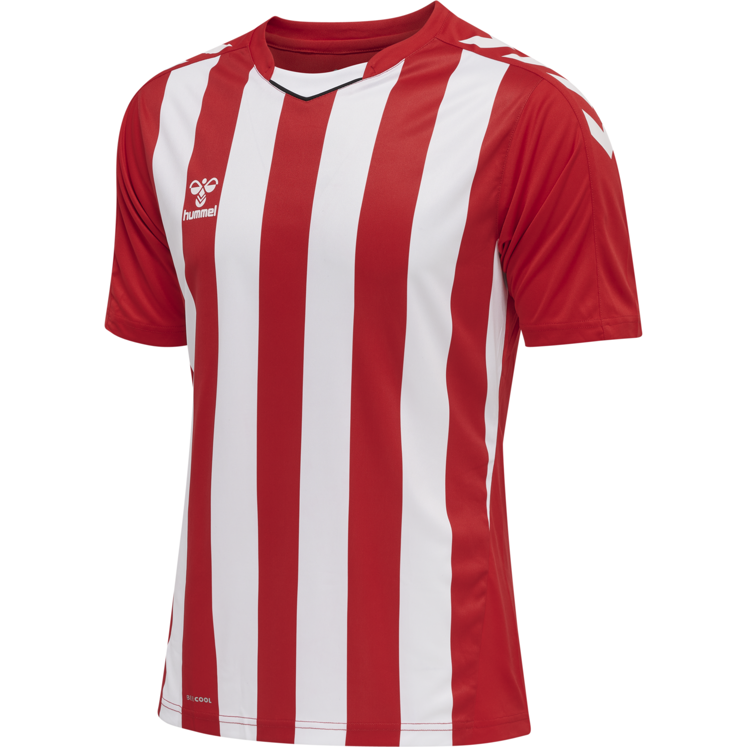 hmlCORE XK STRIPED JERSEY S/S, TRUE RED/WHITE, packshot
