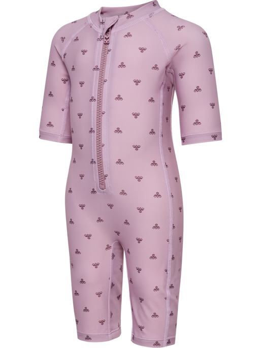 hmlMINI BEE AOP SWIMSUIT 3/4 SL, MAUVE SHADOW, packshot