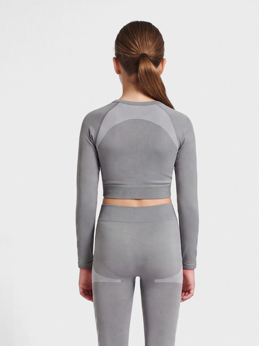 hmlSI SEAMLESS CROPTOP L/S, FROST GRAY, model