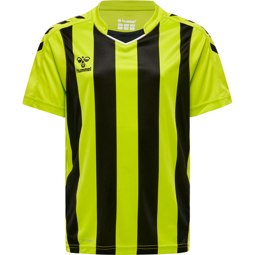 hmlCORE XK STRIPED JERSEY S/S KIDS, LIME POPSICLE/BLACK, packshot