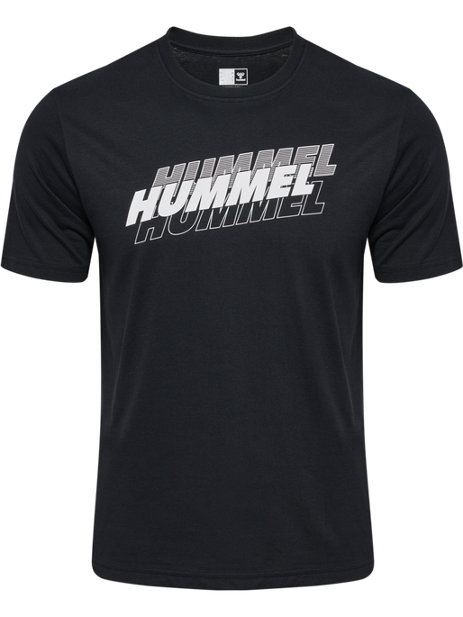 hmlGRAPHIC TRIPLE LOGO COTTON TEE, BLACK, packshot