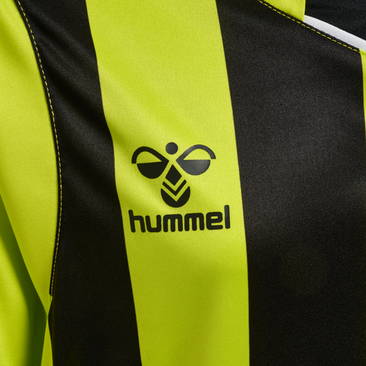 hmlCORE XK STRIPED JERSEY S/S KIDS, LIME POPSICLE/BLACK, packshot