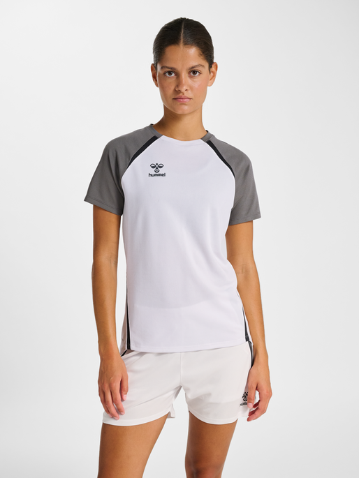 hmlLEAD 2.0 JERSEY S/S WOMAN, WHITE/STEEL GRAY, model