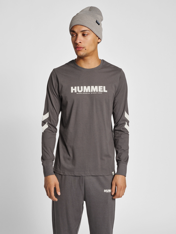 hmlLEGACY T-SHIRT L/S, BLACKENED PEARL, model