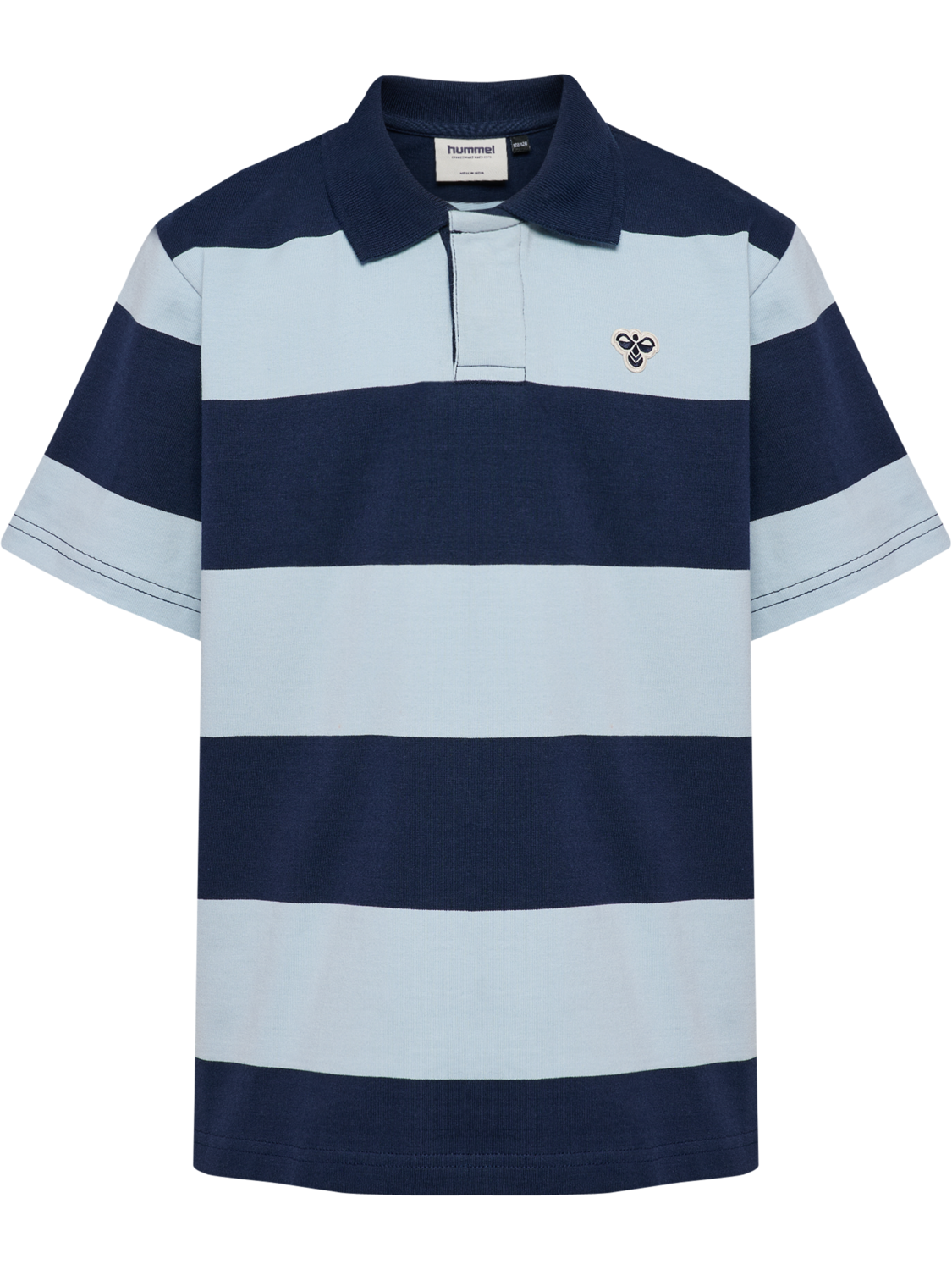 hmlJR LOOSE STRIPED POLO S/S BEE, DRESS BLUES, packshot