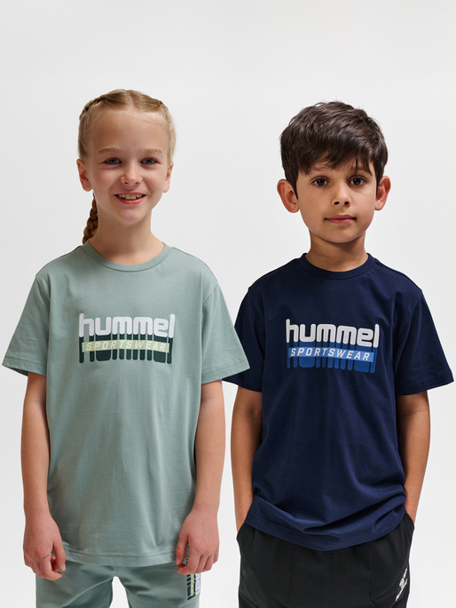 hmlTUKAS T-SHIRT S/S 2-PACK, BLACK IRIS/ICEBERG GREEN, model