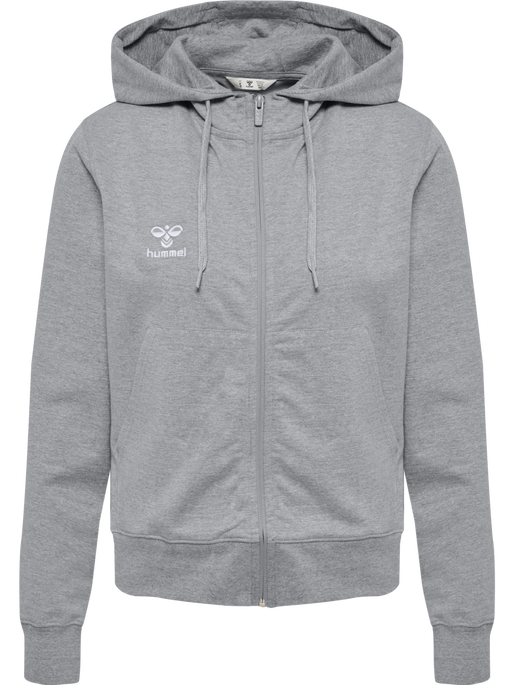 hmlGO 2.0 ZIP HOODIE WOMAN, GREY MELANGE, packshot