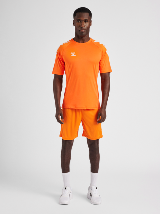 hmlCORE XK CORE POLY T-SHIRT S/S, ORANGE TIGER, model
