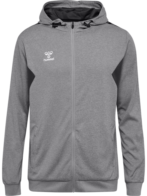 hmlAUTHENTIC PL ZIP HOODIE, GREY MELANGE hmlAUTHENTIC PL ZIP HOODIE, GREY MELANGE, packshot
