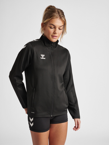 hmlCORE XK POLY ZIP SWEAT WOMAN, BLACK, model