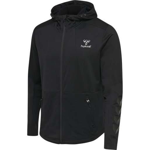 hmlASTON ZIP HOODIE, BLACK, packshot