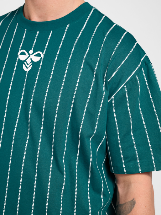 Chevron Pinstripe T-Shirt, TEAL/WHITE, model