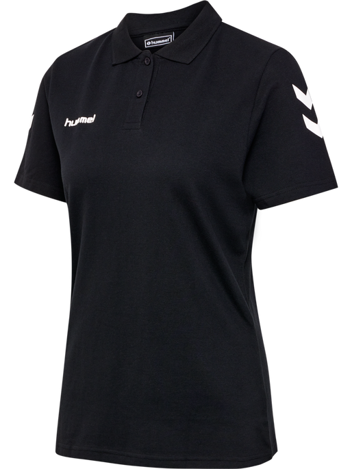 HMLGO COTTON POLO WOMAN, BLACK HMLGO COTTON POLO WOMAN, BLACK, packshot