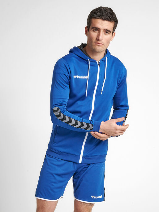 hmlAUTHENTIC POLY ZIP HOODIE, TRUE BLUE, model