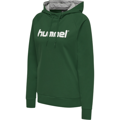 HMLGO COTTON LOGO HOODIE WOMAN, EVERGREEN, packshot