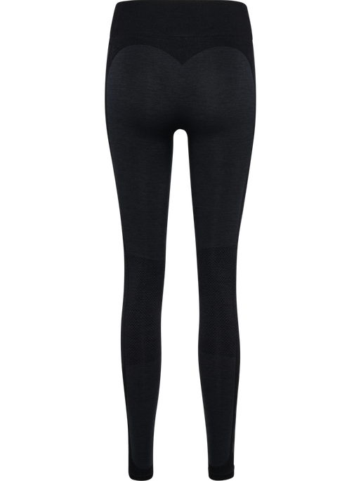 hmlMT SHINE SEAMLESS MW TIGHTS, BLACK MELANGE, packshot