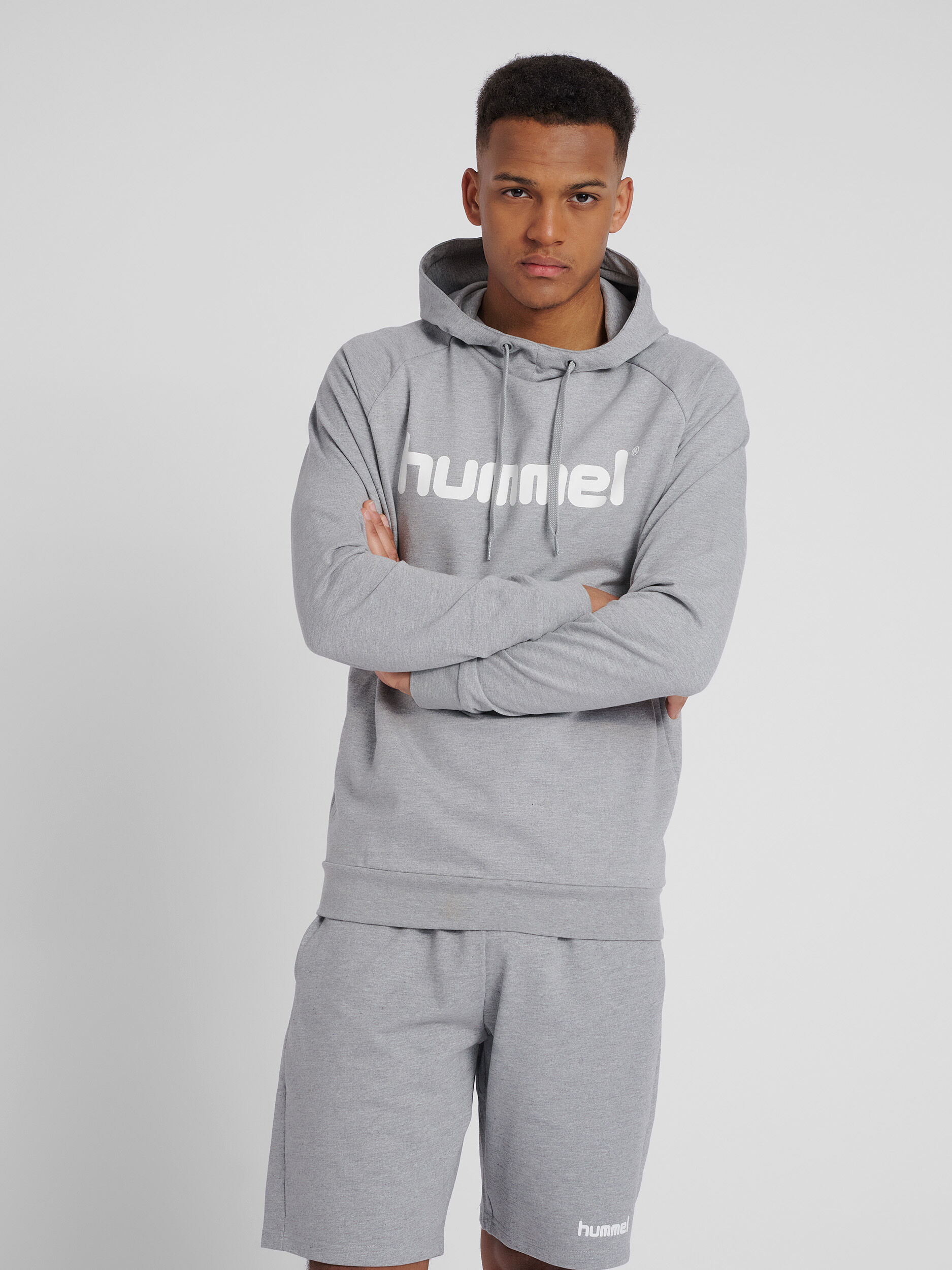 hummel GO COTTON LOGO HOODIE GREY MELANGE hummel.pl