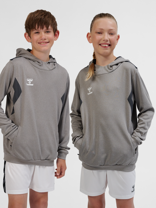 hmlAUTHENTIC PL HOODIE KIDS, GREY MELANGE, model