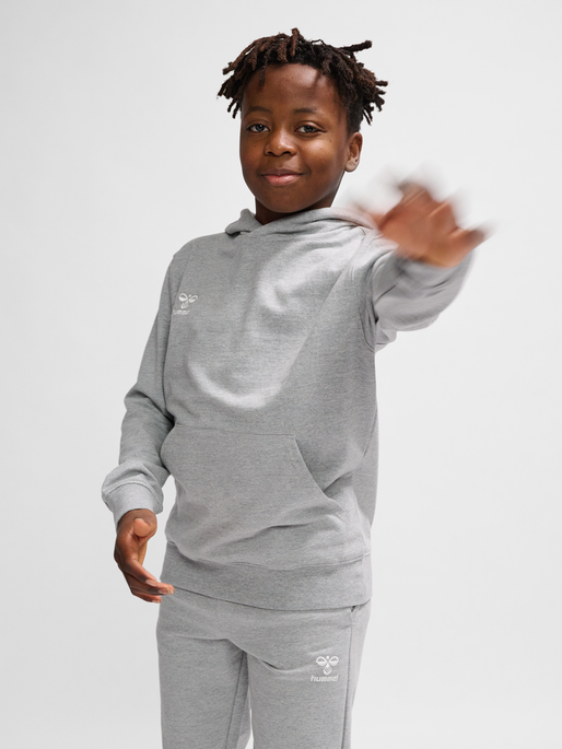 hmlGO 2.0 HOODIE KIDS, GREY MELANGE, model