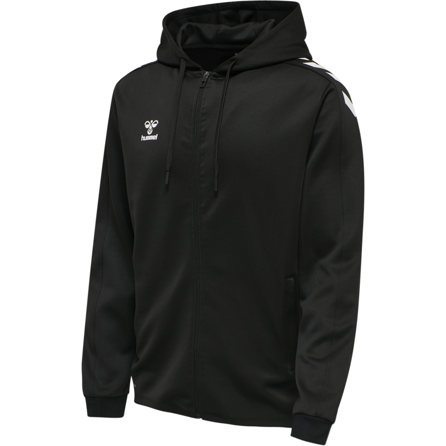 hmlCORE XK POLY ZIP HOOD SWEAT, BLACK/BLACK, packshot