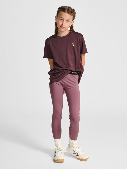 hmlJR PULSE MID WAIST TIGHTS, WISTFUL MAUVE, model