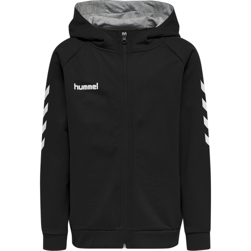 HMLGO KIDS COTTON ZIP HOODIE, BLACK, packshot