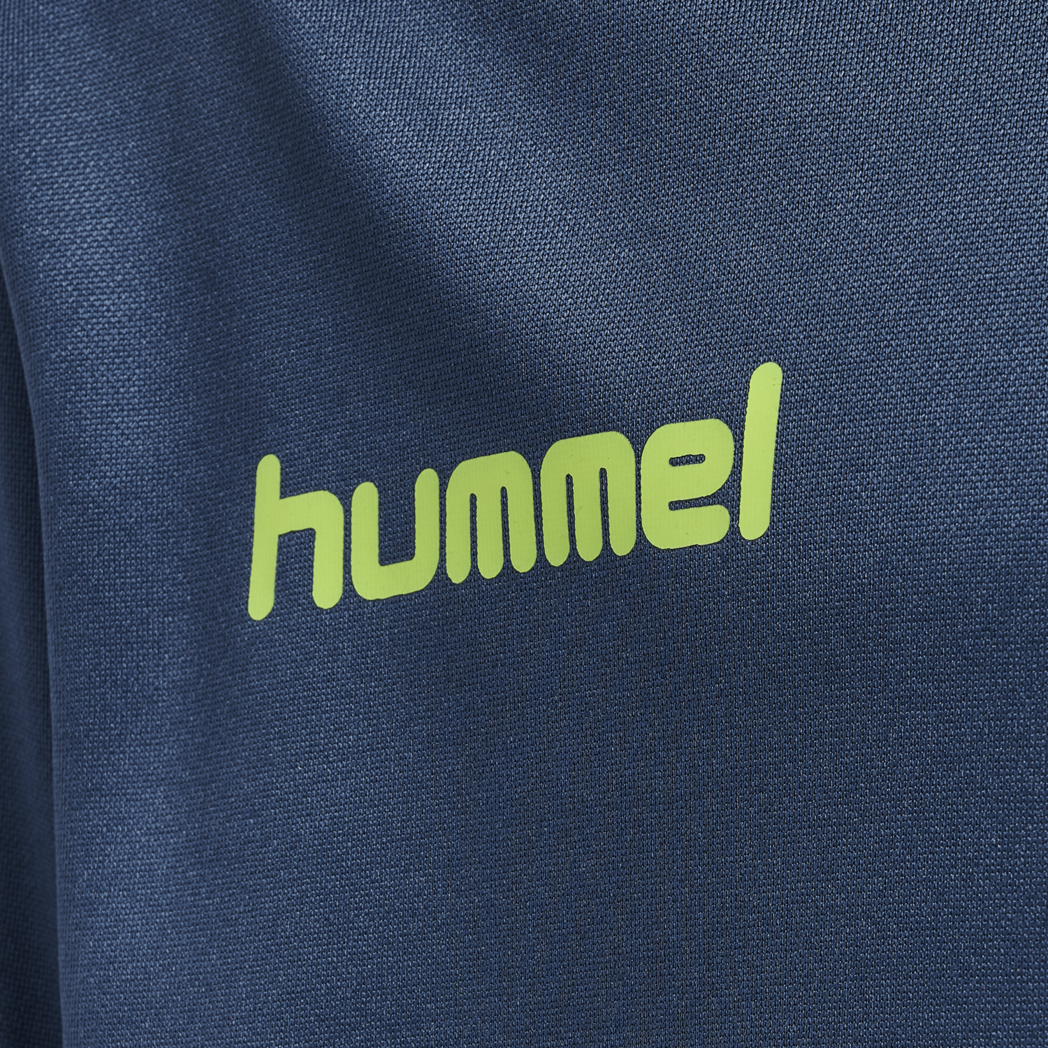 hmlPROMO KIDS POLY HOODIE, DARK DENIM/LIME PUNCH, packshot