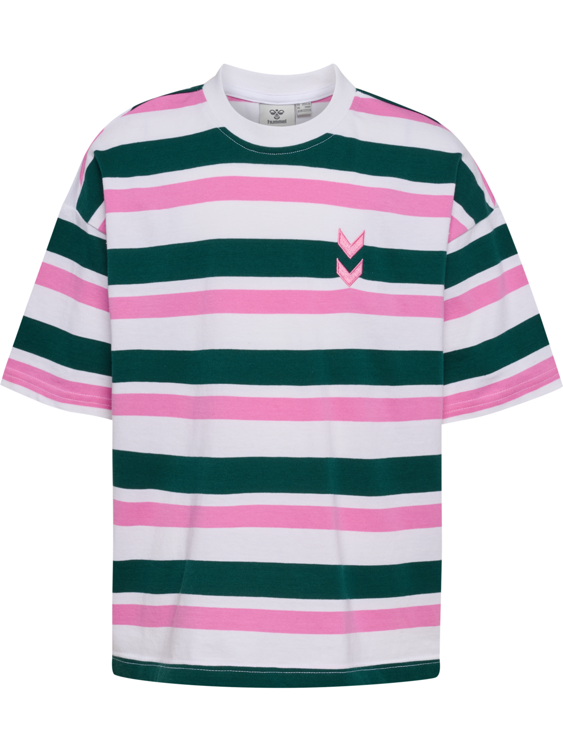 hmlJR SILLY S/S BOXY T-SHIRT STRIPE, FOREST BIOME, packshot