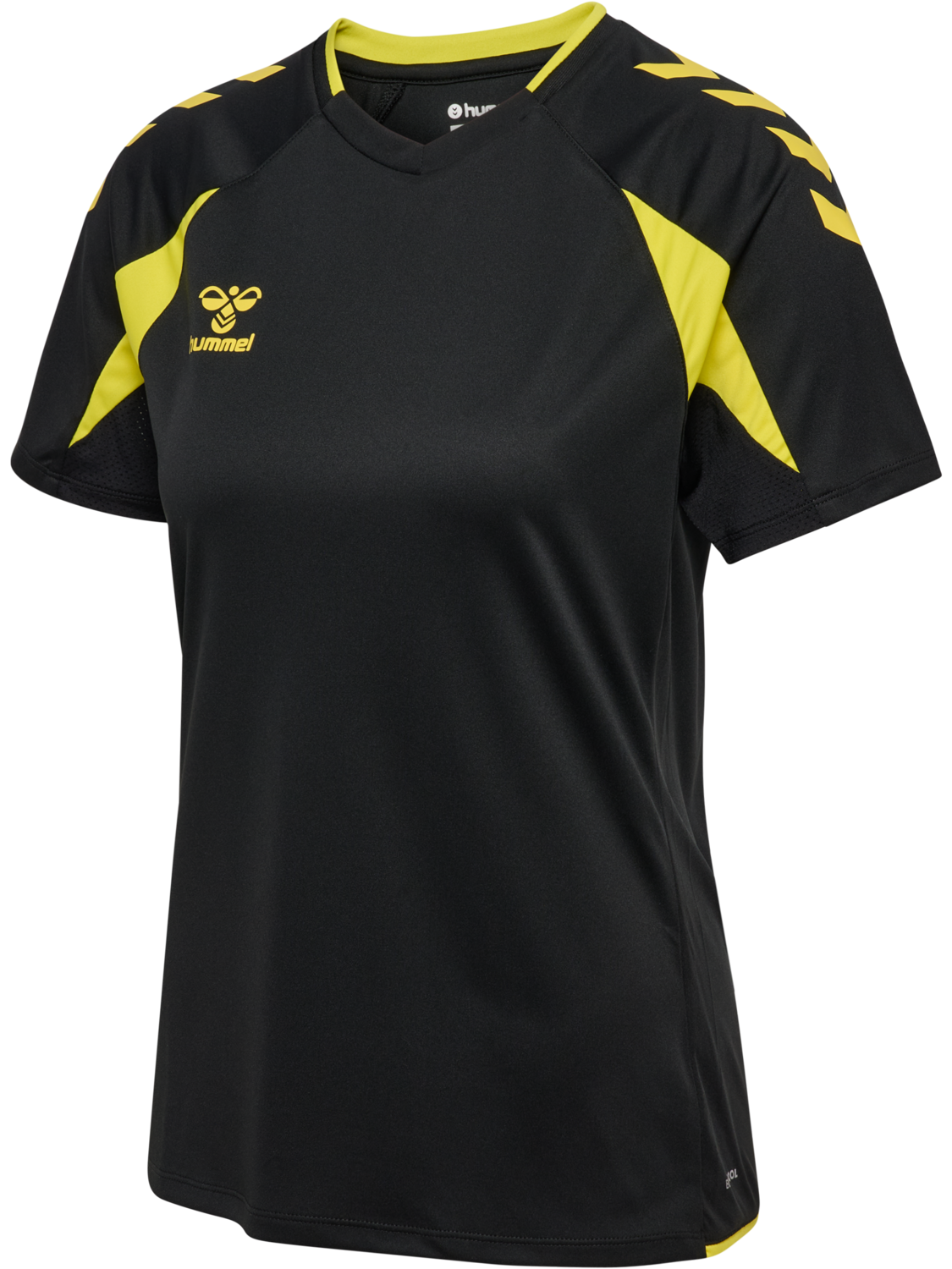hmlCORE 2.0 JERSEY S/S WOMAN, BLACK/BLAZING YELLOW, packshot