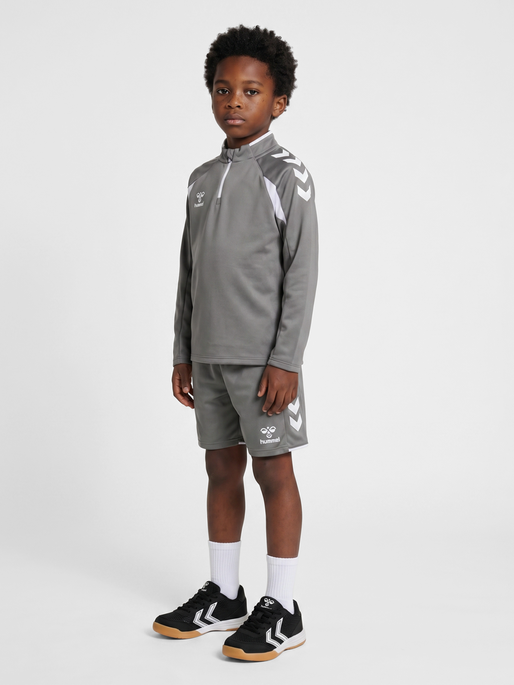 hmlCORE 2.0 SHORTS KIDS, STEEL GRAY/WHITE, model