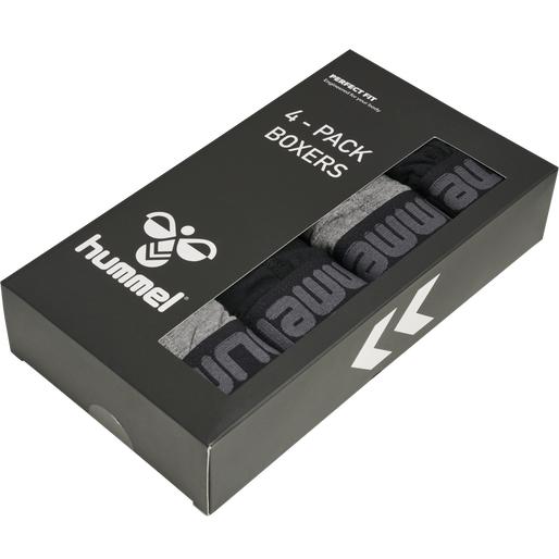 hmlMARSTON 4-PACK BOXERS, BLACK/DARK GREY MELANGE, packshot