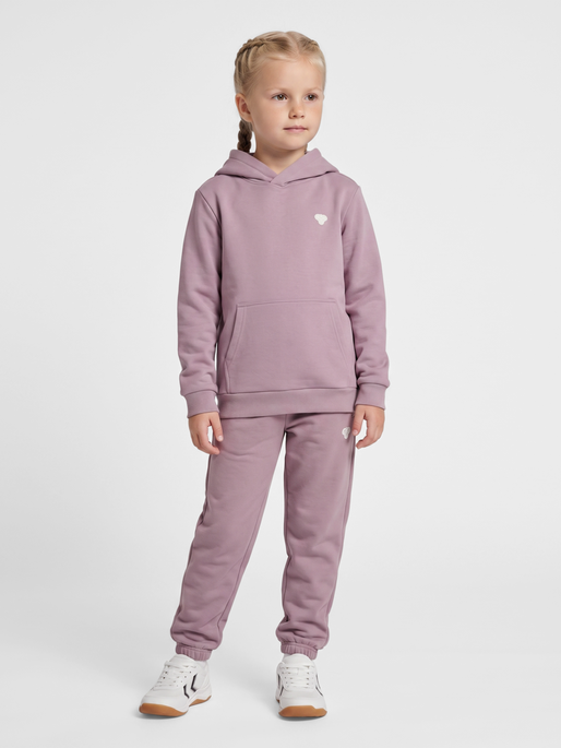hmlJR LOOSE HOODIE BEE, SEA FOG, model