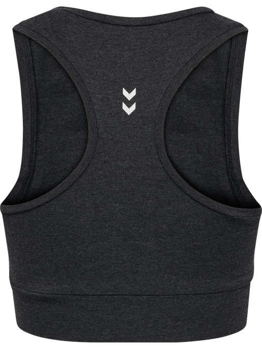hmlPULSE LOGO LIGHT SUPPORT BRA, BLACK MELANGE, packshot