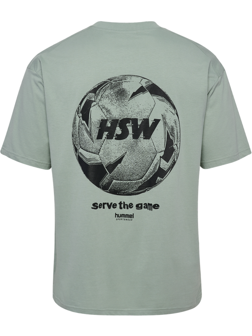 hmlLOOSE T-SHIRT S/S HSW FOOTBALL, ICEBERG GREEN, packshot