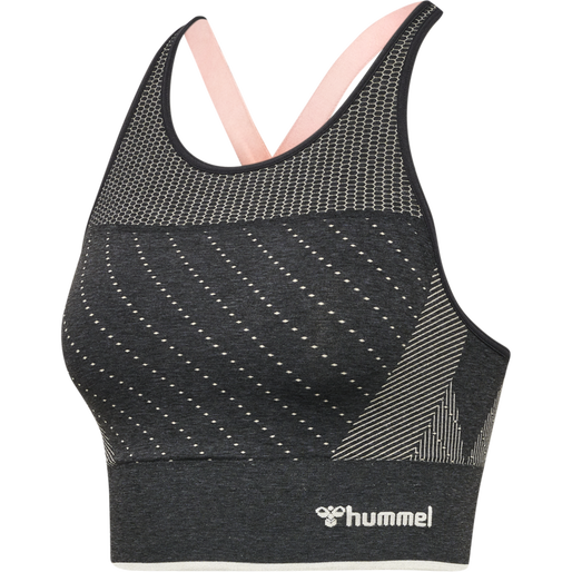 hmlMT HANA SEAMLESS SPORTS TOP, BLACK MELANGE hmlMT HANA SEAMLESS SPORTS TOP, BLACK MELANGE, packshot
