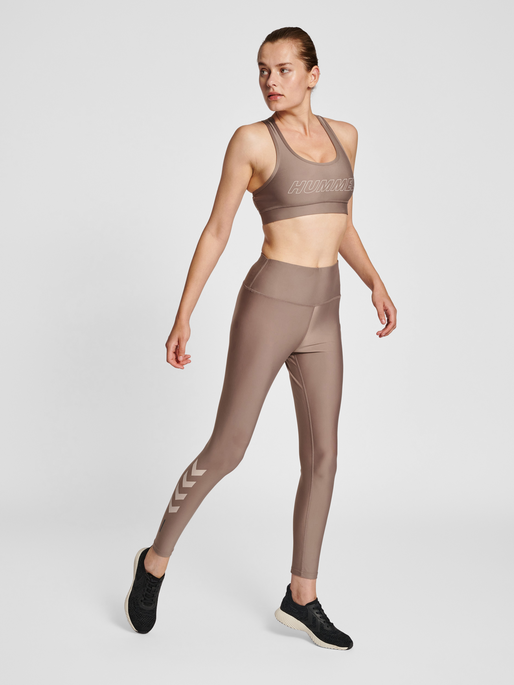 hmlTE TOLA HIGH WAIST TIGHTS, DRIFTWOOD, model