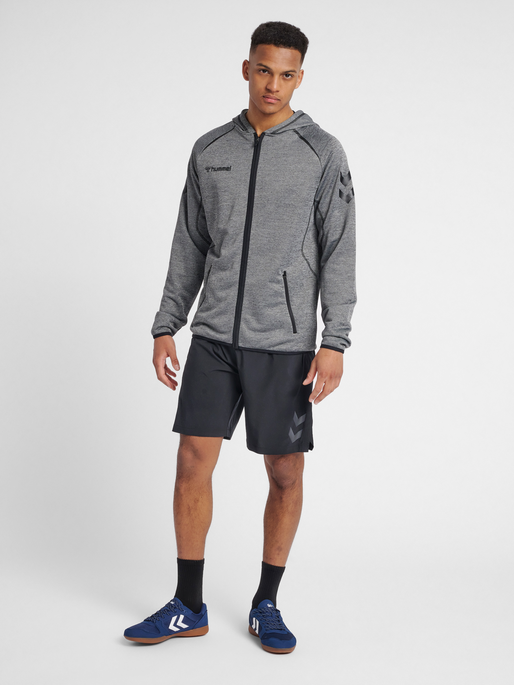 hmlAUTHENTIC PRO ZIP HOODIE, GREY MELANGE, model