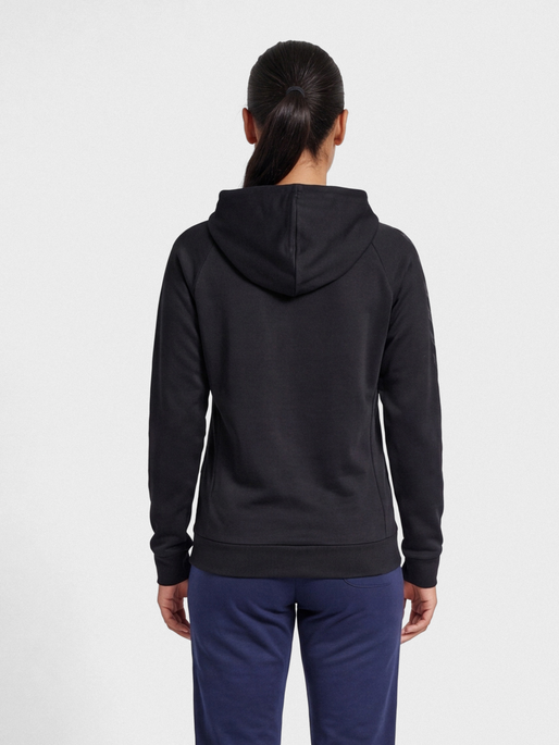 hmlMOVE GRID COTTON HOODIE WOMAN, BLACK, model
