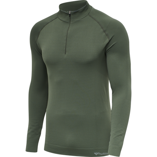 hmlSTROKE SEAMLESS HALF ZIP, THYME hmlSTROKE SEAMLESS HALF ZIP, THYME, packshot