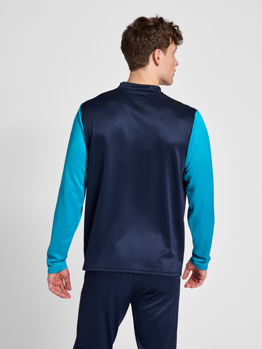 hmlONGRID 1/2 ZIP POLY SWEAT, MARINE, model