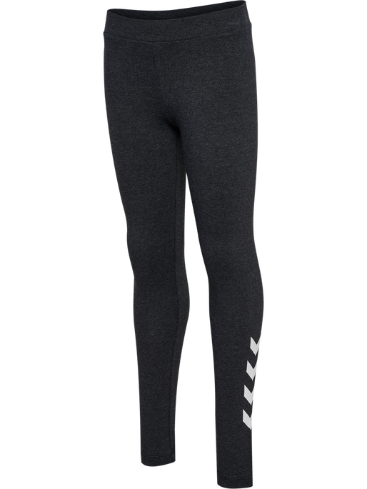 hmlJR LOGO TIGHTS, BLACK MELANGE hmlJR LOGO TIGHTS, BLACK MELANGE, packshot