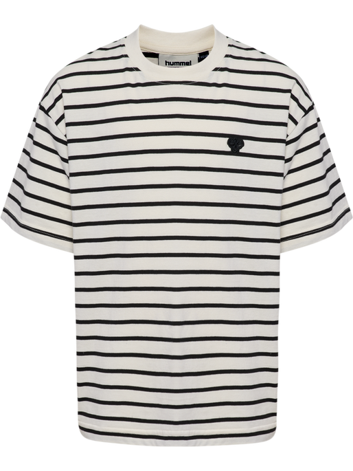 hmlJR LOOSE STRIPED T-SHIRT S/S BEE, TOFU, packshot