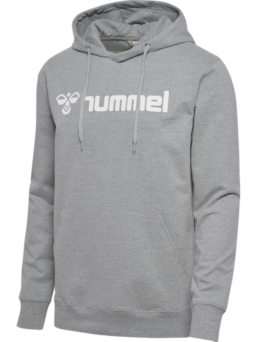 hmlGO 2.0 LOGO HOODIE, GREY MELANGE hmlGO 2.0 LOGO HOODIE, GREY MELANGE, packshot