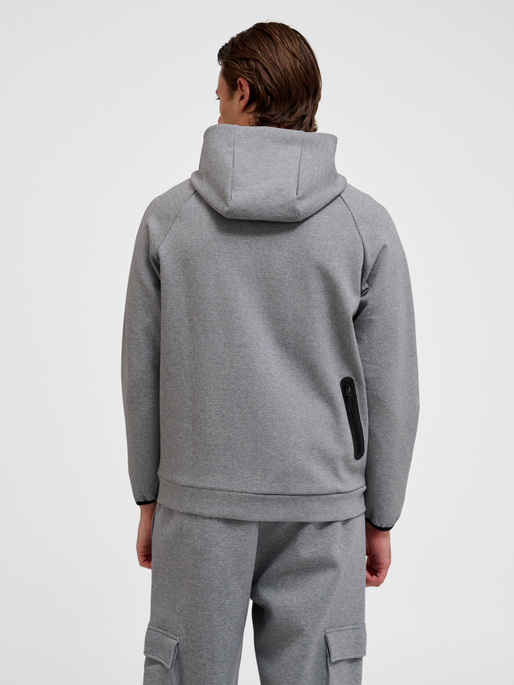 hmlTECH FLEECE REGULAR ZIP HOODIE, GREY MELANGE, model