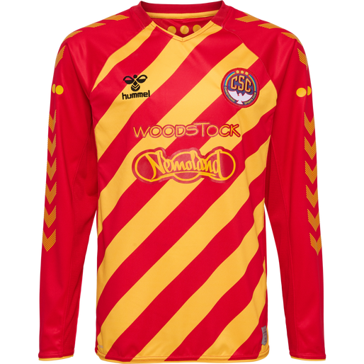 hmlCSC 19/20 KIDS HOME JERSEY LS, TRUE RED/SPORTS YELLOW W/SPONS hmlCSC 19/20 KIDS HOME JERSEY LS, TRUE RED/SPORTS YELLOW W/SPONS, packshot