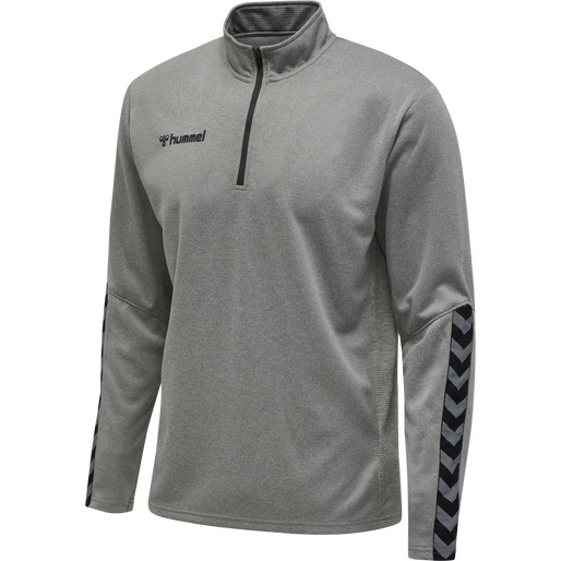 hmlAUTHENTIC KIDS HALF ZIP SWEATSHI, GREY MELANGE hmlAUTHENTIC KIDS HALF ZIP SWEATSHI, GREY MELANGE, packshot