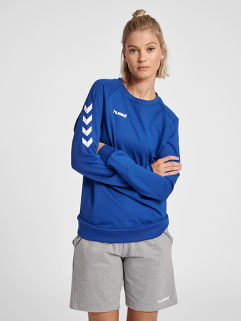 HMLGO COTTON SWEATSHIRT WOMAN, TRUE BLUE, model