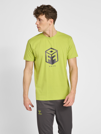 hmlOFFGRID COTTON JERSEY S/S, DARK CITRON, model